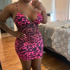 Pink ombré cheetah print dress